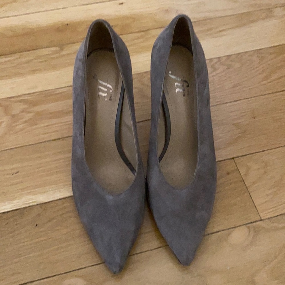 Grey suede heels - worn only twice!